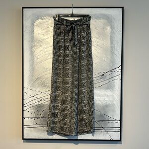 Max Studio Printed Wide Leg Belted Pants Size XS Black & White NWT